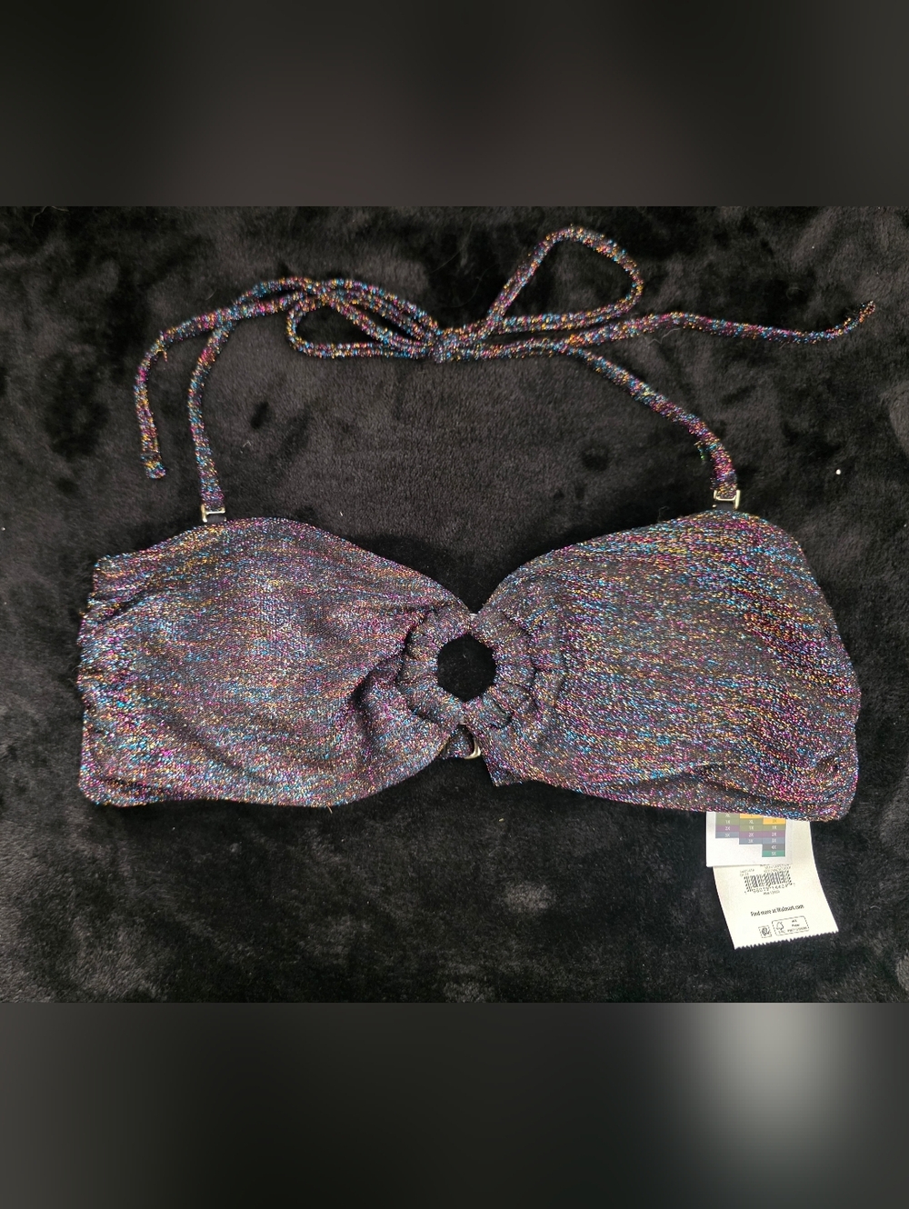 NOBO Multicolor Sparkle Bandeau Bikini Top with Halter Tie